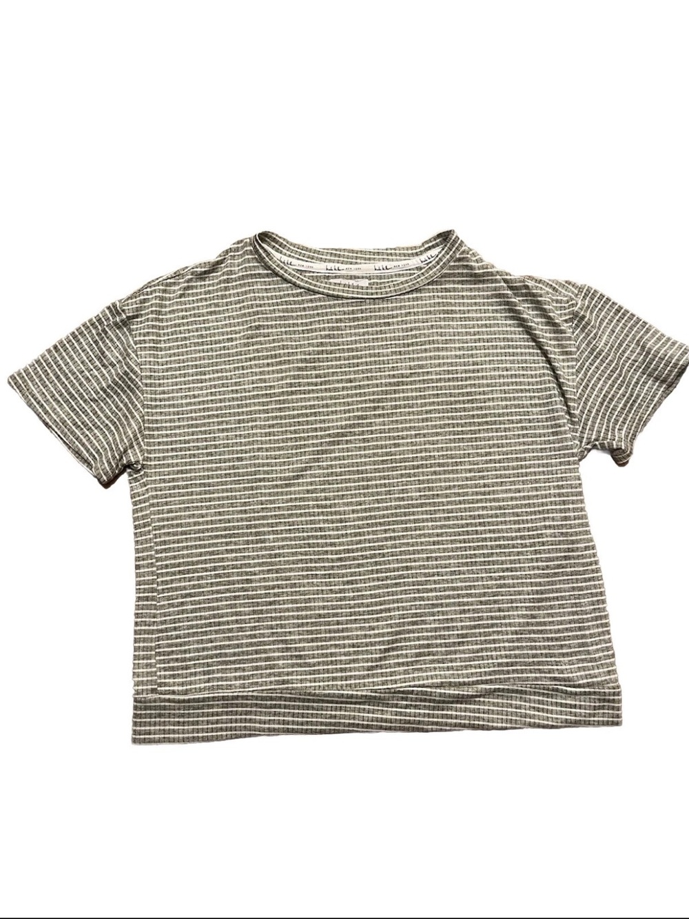 Nicole Miller Women’s Gray Green Striped Casual Short Sleeve Top Size Large